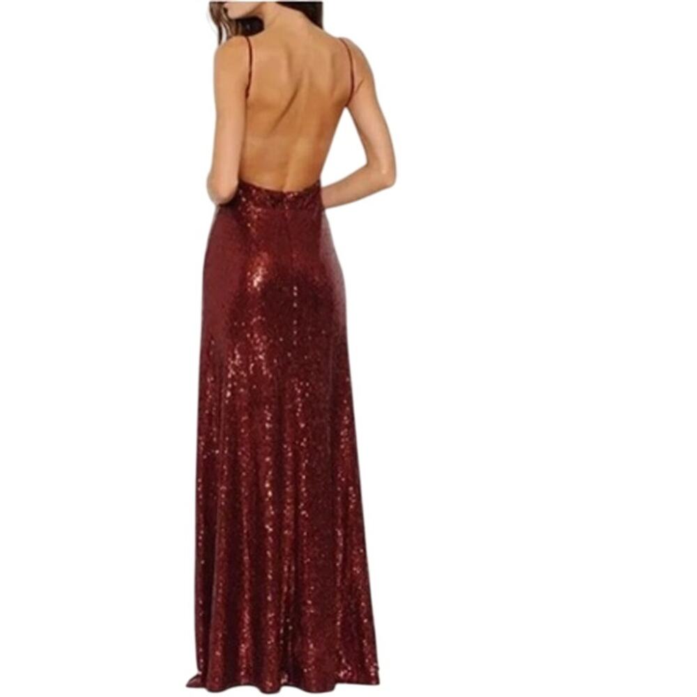 NWT L’Atiste by Amy Maroon Sequin Backless Prom Dress  Size M - Picture 2 of 6